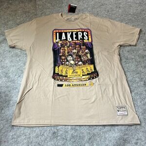 Mitchell & Ness Lakers Lake Show T Beige T-Shirt Mens XXL NBA Hardwood Classics